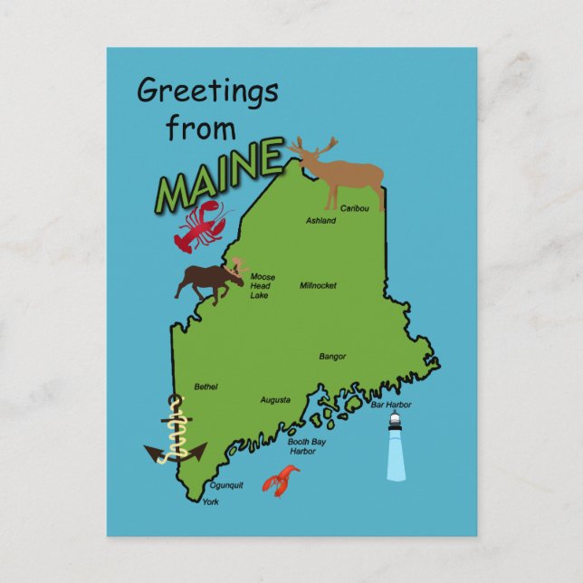 Greetings From Maine Postcard (Front)