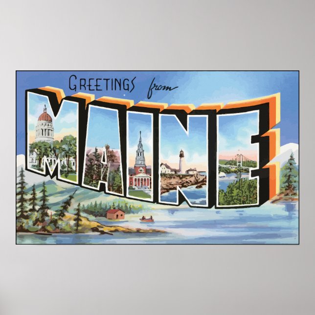 Greetings From Maine, Vintage Poster (Front)