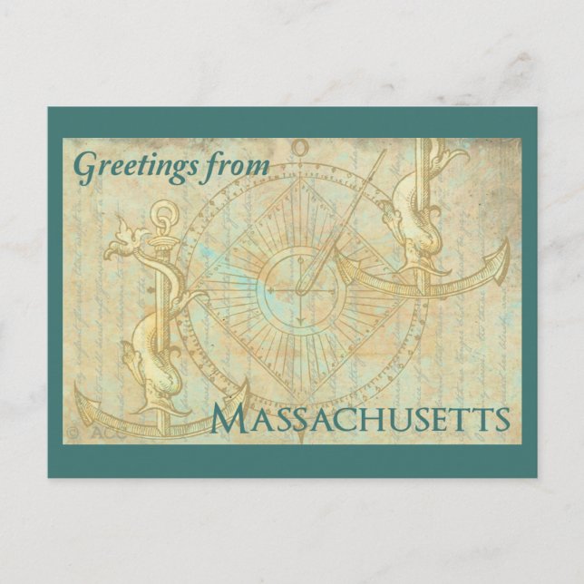 Greetings from Massachusetts Postcard (Front)