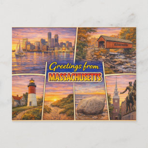 Greetings From Massachusetts Postcard