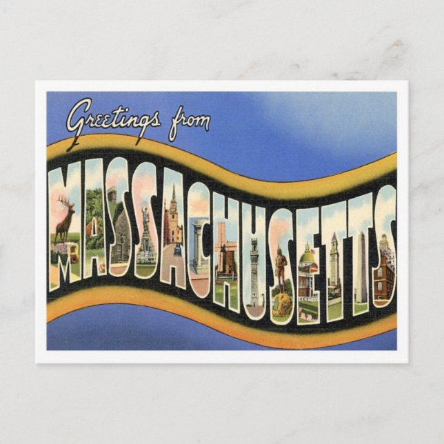 Greetings From Massachusetts Postcard (Front)
