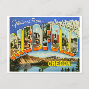 Greetings from Medford, Oregon Vintage Travel Postcard