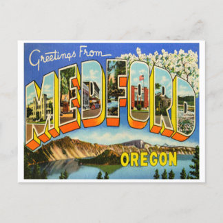 Greetings from Medford, Oregon Vintage Travel Postcard