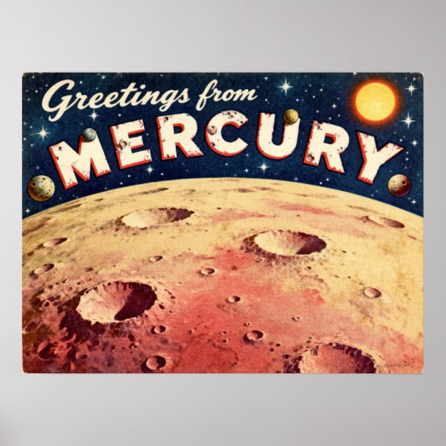Greetings from Mercury Retro Sci‑Fi Poster (Front)