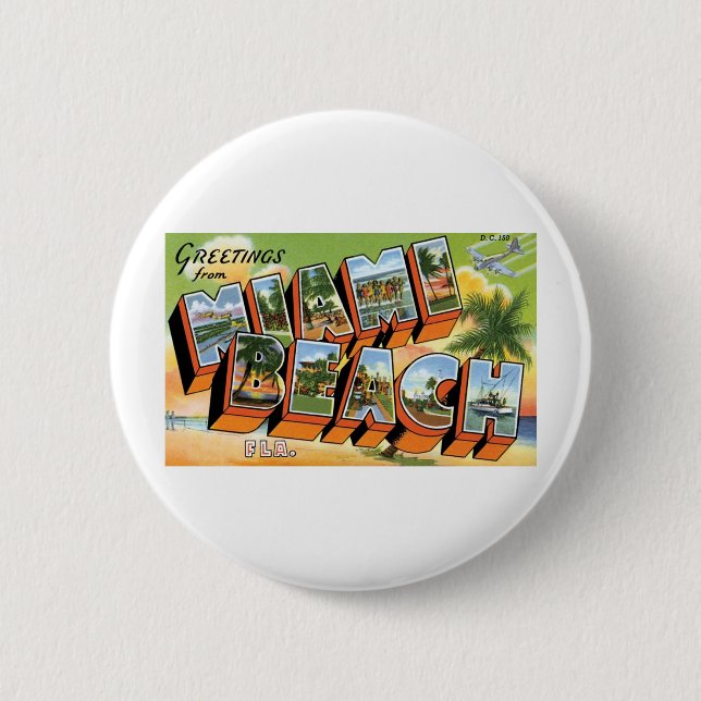 Greetings from Miami Beach, Fl 6 Cm Round Badge (Front)