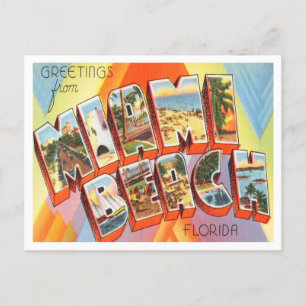 Greetings from Miami Beach, Florida Vintage Travel Postcard