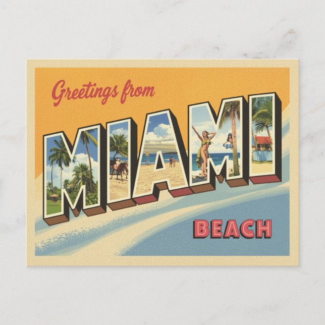 Greetings from Miami Beach Vintage Postcard (Front)