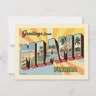 Greetings from Miami Florida Vintage Postcard