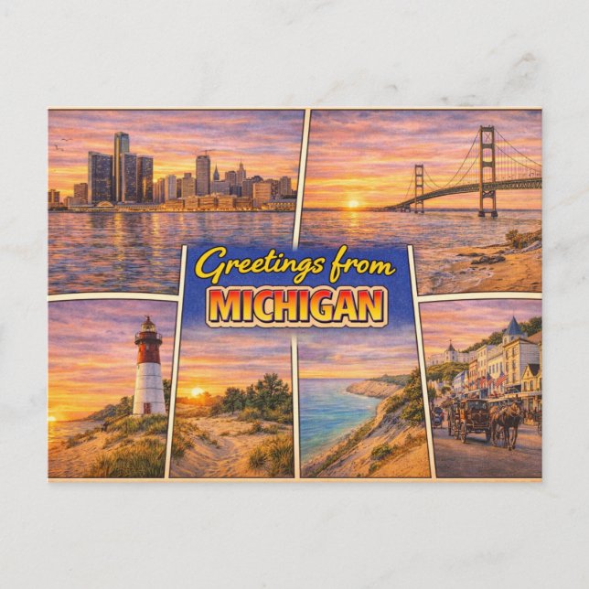 Greetings From Michigan Postcard (Front)
