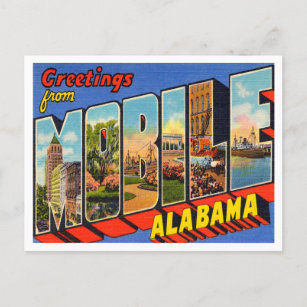 Greetings from Mobile, Alabama Vintage Travel Postcard