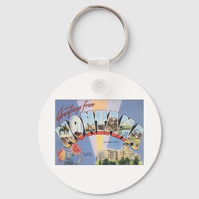 Greetings From Montana Key Ring (Front)