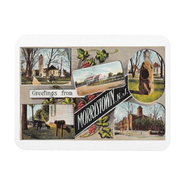 Greetings from Morristown NJ Vintage Style Magnet (Horizontal)