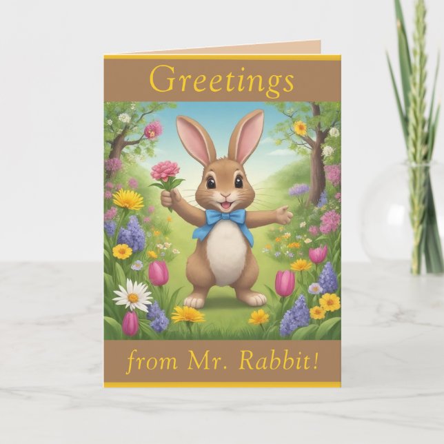 Greetings From Mr. Rabbit! - Easter Holiday Card (Front)
