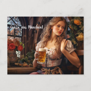 Greetings from Munich! beer tent. beer Postcard