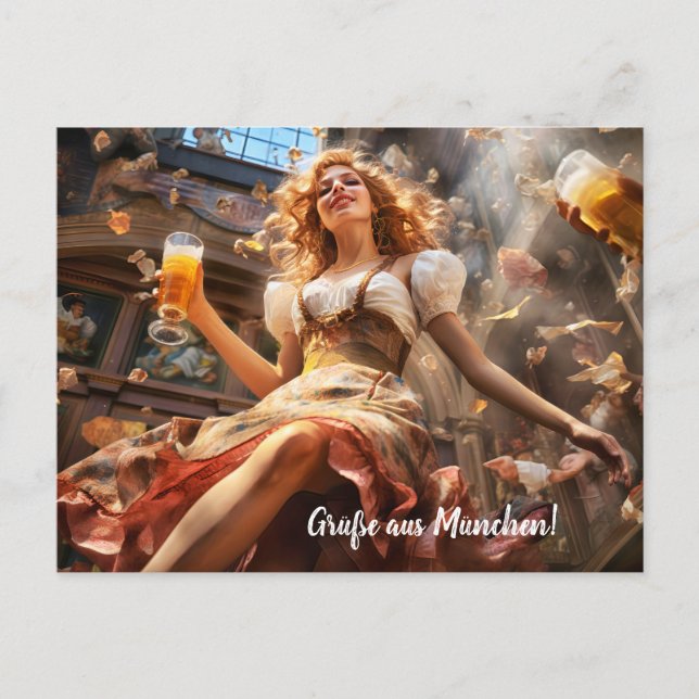 Greetings from Munich! beer tent Postcard (Front)