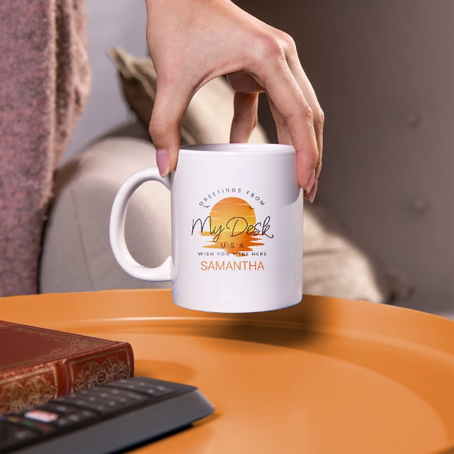 Greetings From My Desk Sunset on Water Coffee Mug (Creator Uploaded)