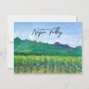 Greetings From Napa Valley Vineyard Red Roses  Postcard