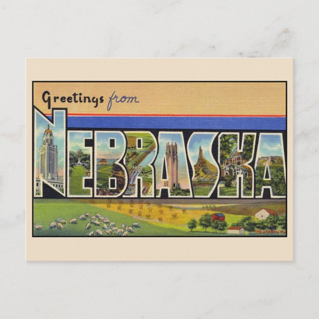 Greetings from Nebraska Large Letter Postcard (Front)