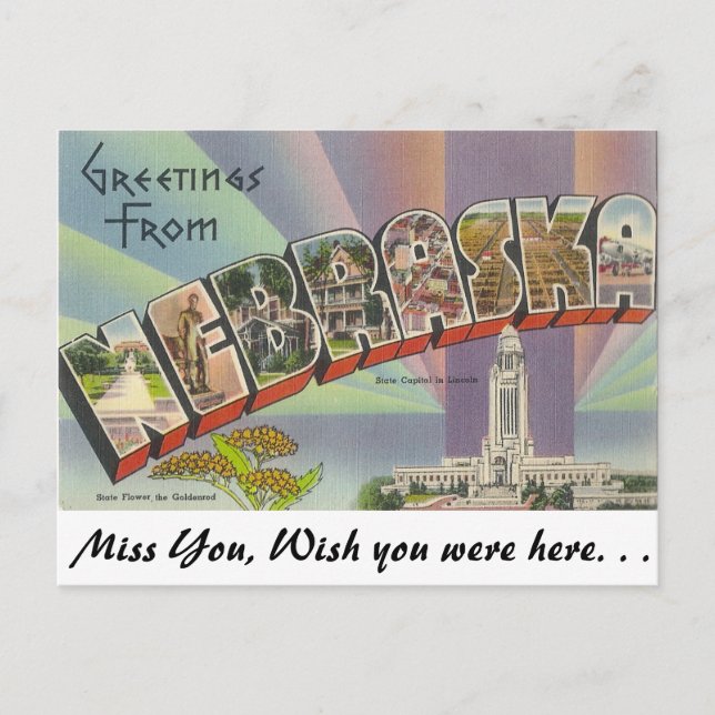 Greetings from Nebraska Postcard (Front)