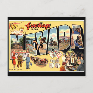 Greetings from Nevada Vintage Postcard