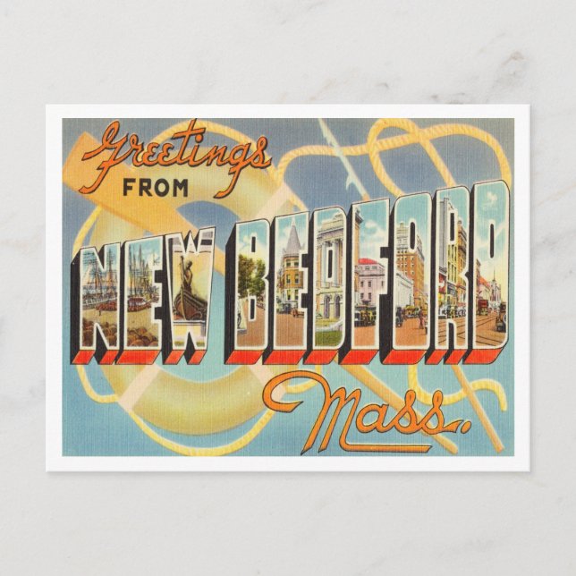 Greetings from New Bedford, Massachusetts Travel Postcard (Front)