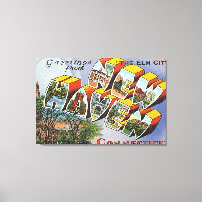 Greetings From New Haven, CT Canvas Print (Front)