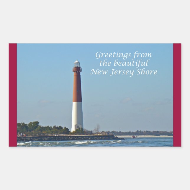 Greetings From New Jersey - Barnegat Light Rectangular Sticker (Front)