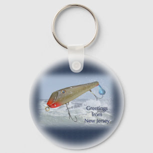 Greetings From New Jersey Fishing Lure Key Ring