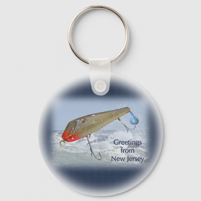 Greetings From New Jersey Fishing Lure Key Ring (Front)