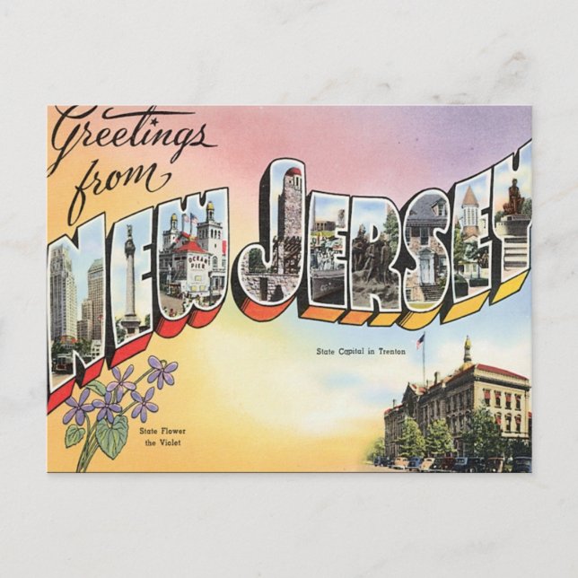 Greetings From New Jersey Postcard (Front)