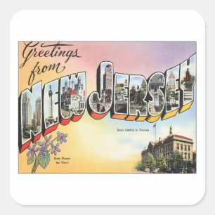 Greetings From New Jersey Square Sticker