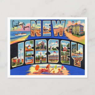 Greetings from New Jersey Vintage Travel Postcard
