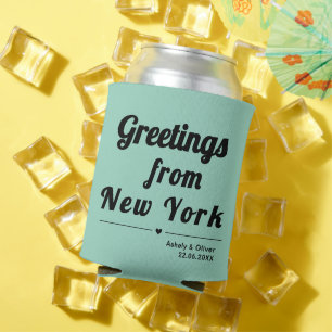 Greetings From New York - custom Wedding favor Can Cooler