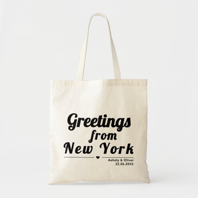 Greetings From New York - custom Wedding favour Tote Bag (Front)