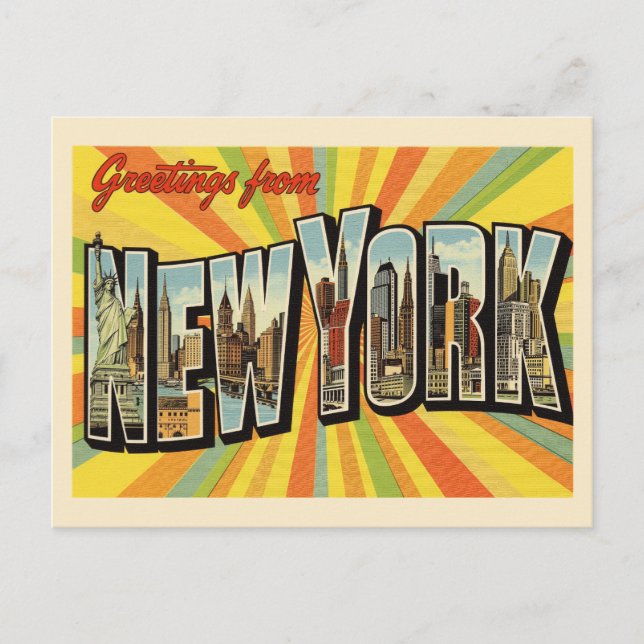 Greetings from New York Vintage Postcard (Front)