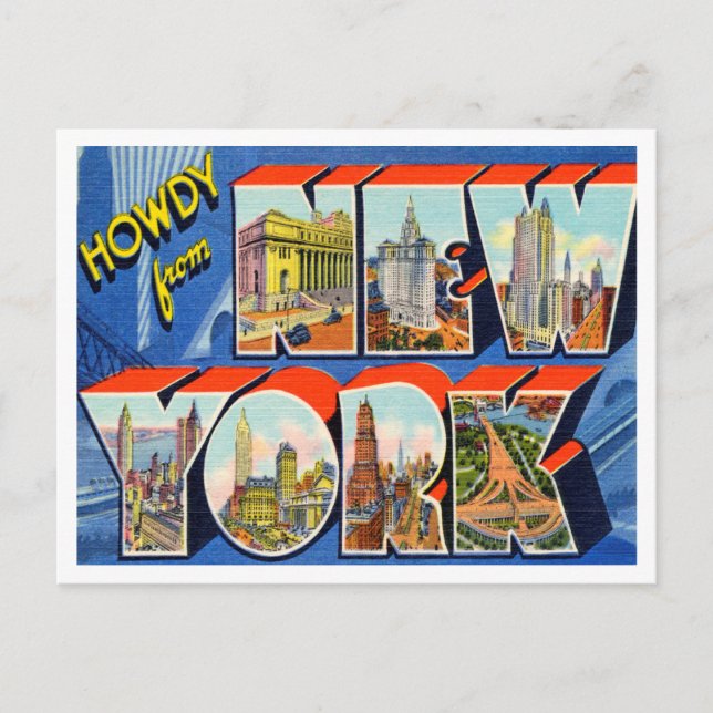 Greetings from New York Vintage Travel Postcard (Front)