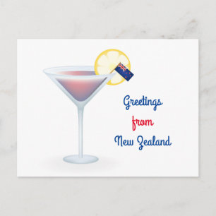 Greetings From New Zealand Cocktail Holiday Card