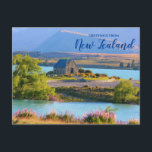 Greetings from New Zealand Scenic Postcard<br><div class="desc">Greetings from New Zealand scenic postcard featuring Lake Tekapo.</div>
