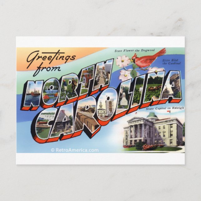 Greetings From North Carolina Postcard (Front)