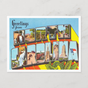 Greetings from North Carolina Vintage Travel Postcard