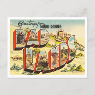 Greetings from North Dakota, Badlands Travel Postcard