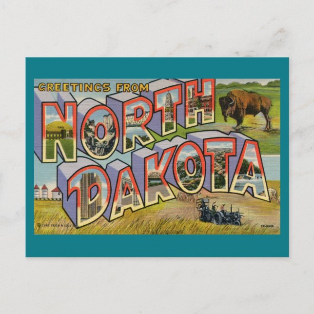 Greetings From North Dakota Postcard (Front)