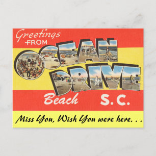 Greetings from Ocean Drive Beach Postcard