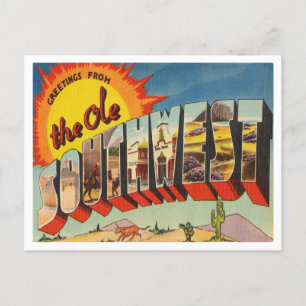 Greetings from Ole Southwest Vintage Travel Postcard
