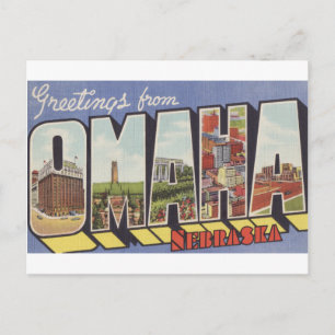 Greetings from Omaha NE Large Letter vintage theme Postcard