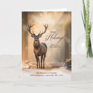Greetings from Our New Address Reindeer Holiday Card