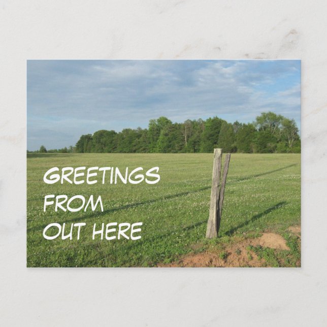 Greetings from Out Here Postcard (Front)
