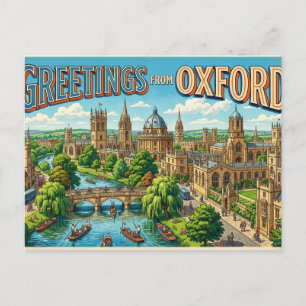 Greetings from Oxford Vintage Travel Postcard