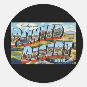 Greetings from Painted Desert Arizona Classic Round Sticker