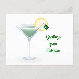 Greetings From Pakistan Cocktail Holiday Postcard